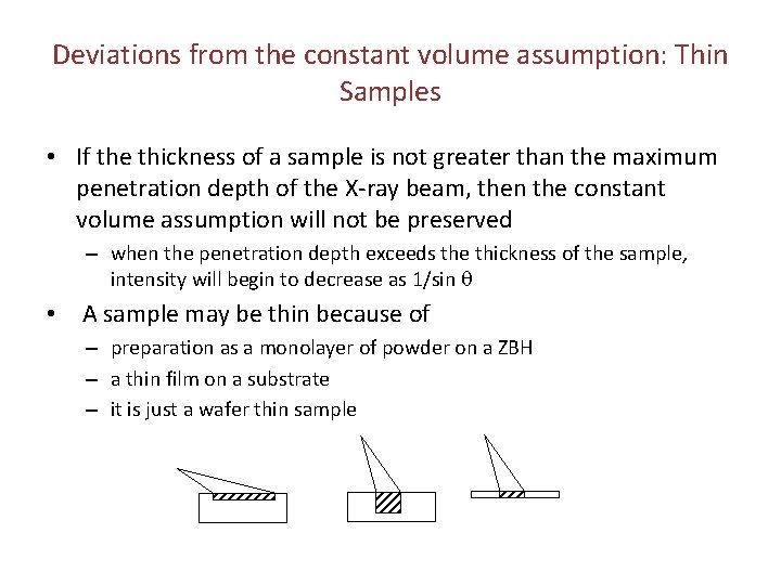 Deviations from the constant volume assumption: Thin Samples • If the thickness of a