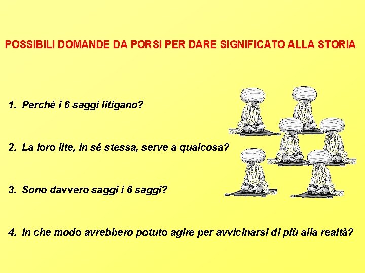 POSSIBILI DOMANDE DA PORSI PER DARE SIGNIFICATO ALLA STORIA 1. Perché i 6 saggi