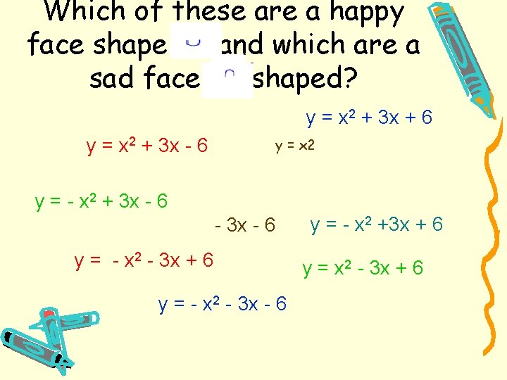 Which of these are a happy face shape and which are a sad face