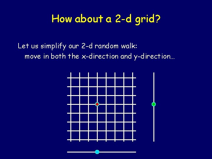 How about a 2 -d grid? Let us simplify our 2 -d random walk: