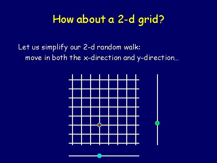 How about a 2 -d grid? Let us simplify our 2 -d random walk: