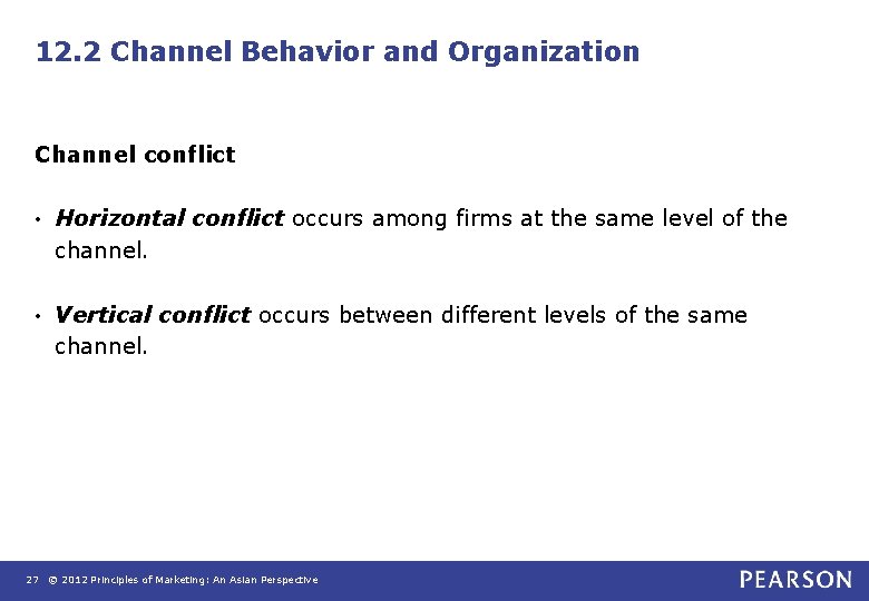 12. 2 Channel Behavior and Organization Channel conflict • Horizontal conflict occurs among firms