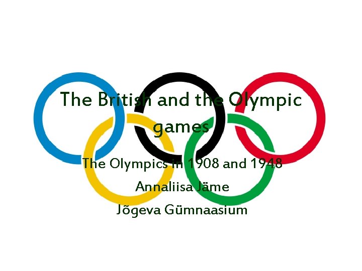 The British and the Olympic games The Olympics in 1908 and 1948 Annaliisa Jäme