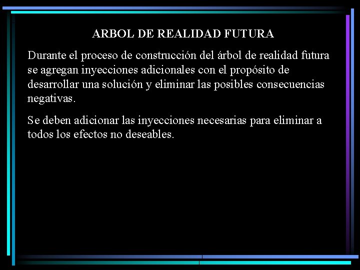 ARBOL DE REALIDAD FUTURA Durante el proceso de construcción del árbol de realidad futura