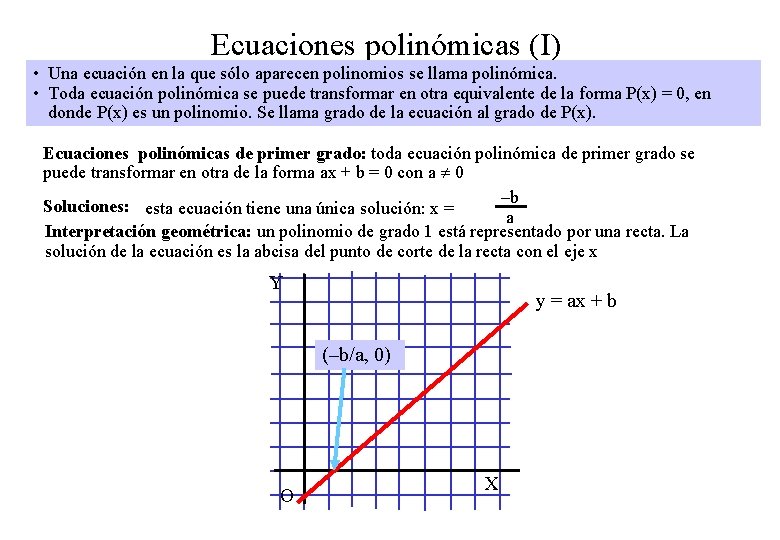 Ecuaciones polinómicas (I) • Una ecuación en la que sólo aparecen polinomios se llama