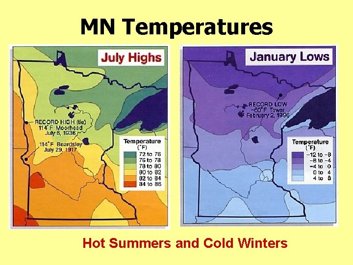 MN Temperatures Hot Summers and Cold Winters 