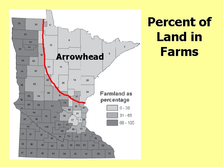 Arrowhead Percent of Land in Farms 