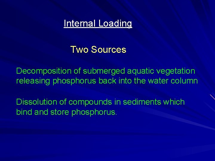 Internal Loading Two Sources Decomposition of submerged aquatic vegetation releasing phosphorus back into the