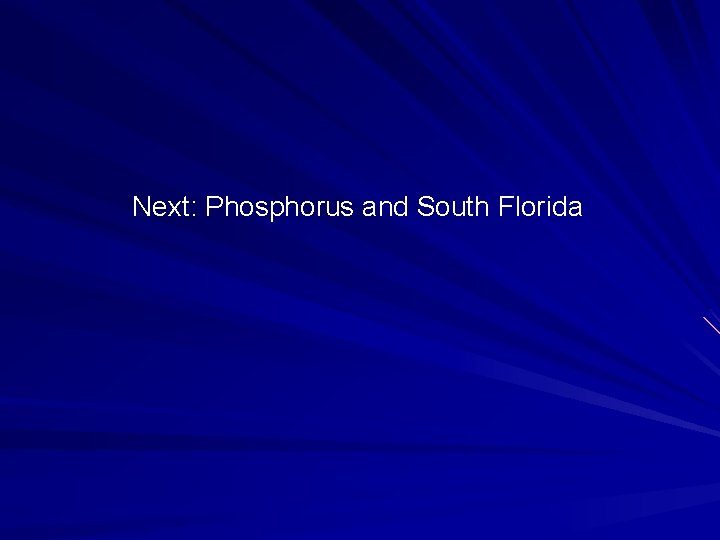 Next: Phosphorus and South Florida 