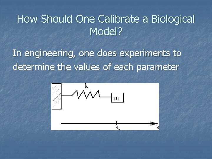 How Should One Calibrate a Biological Model? In engineering, one does experiments to determine