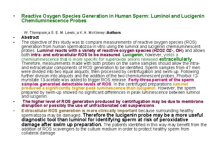  • • • Reactive Oxygen Species Generation in Human Sperm: Luminol and Lucigenin