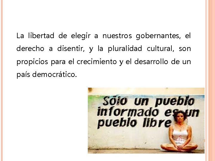 La libertad de elegir a nuestros gobernantes, el derecho a disentir, y la pluralidad