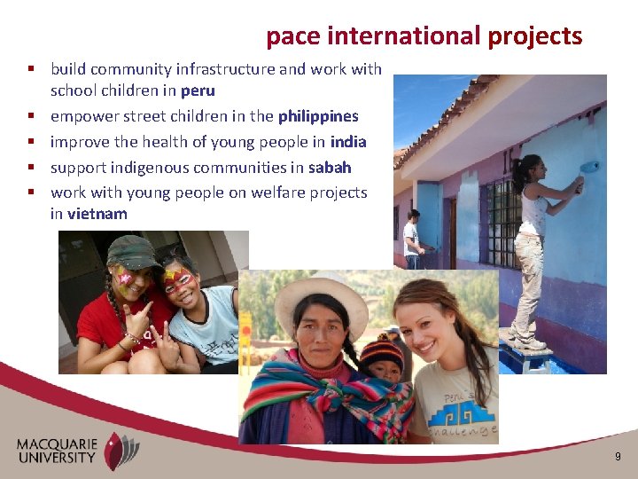 pace international projects § build community infrastructure and work with school children in peru