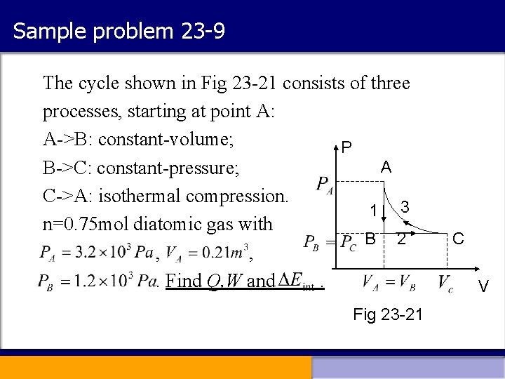 Sample problem 23 -9 The cycle shown in Fig 23 -21 consists of three