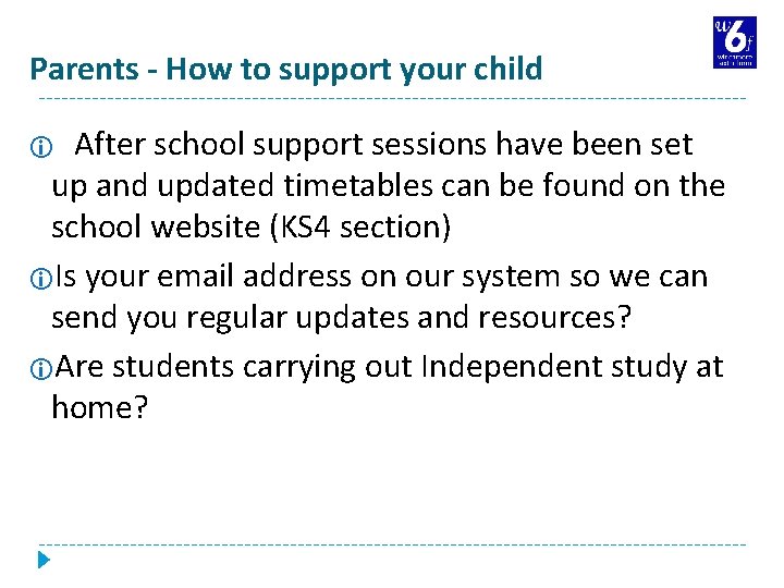 Parents - How to support your child After school support sessions have been set