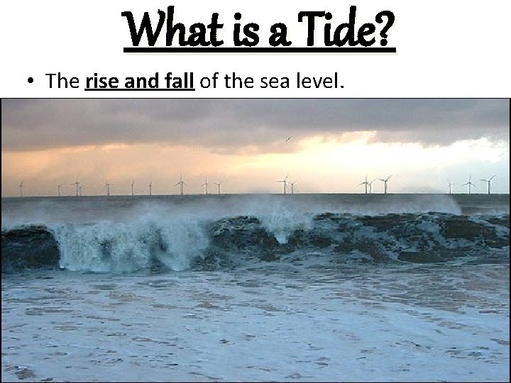 What is a Tide? • The rise and fall of the sea level. 