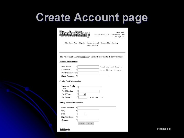 Create Account page Figure 4 -9 