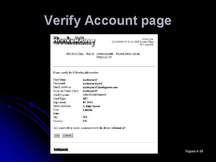 Verify Account page Figure 4 -10 