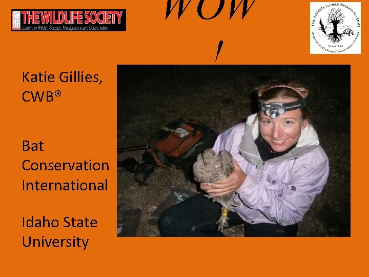 Katie Gillies, CWB® Bat Conservation International Idaho State University WOW ! 
