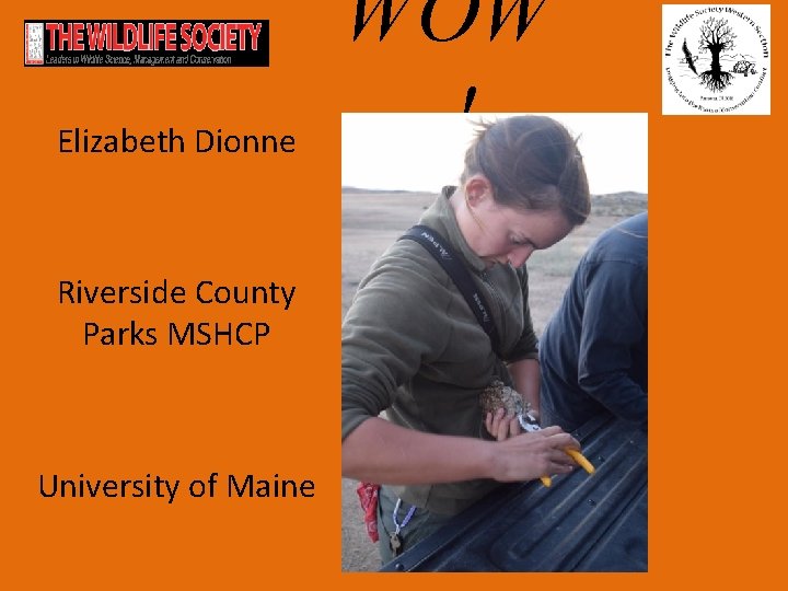 Elizabeth Dionne Riverside County Parks MSHCP University of Maine WOW ! 