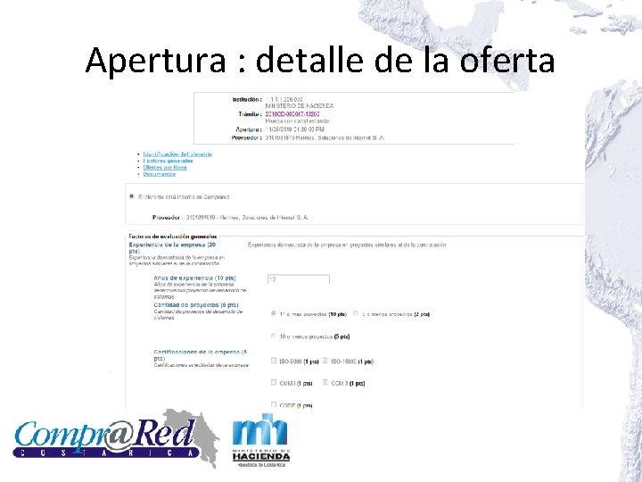 Apertura : detalle de la oferta 
