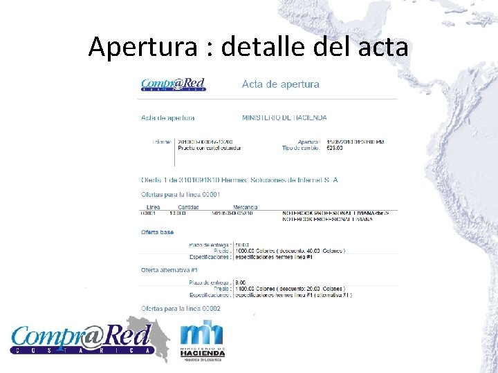 Apertura : detalle del acta 