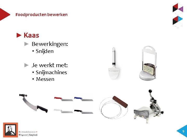 Foodproducten bewerken ► Kaas ► Bewerkingen: • Snijden ► Je werkt met: • Snijmachines