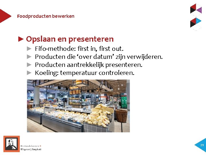 Foodproducten bewerken ► Opslaan en presenteren ► ► Fifo-methode: first in, first out. Producten