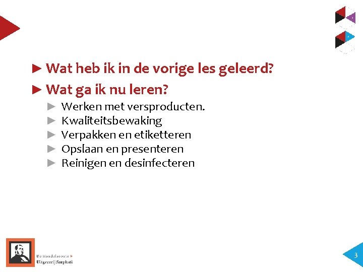 ► Wat heb ik in de vorige les geleerd? ► Wat ga ik nu