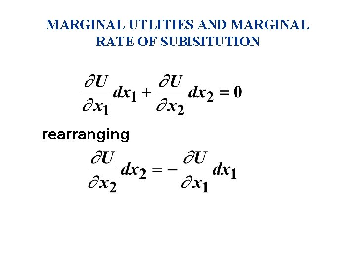 MARGINAL UTLITIES AND MARGINAL RATE OF SUBISITUTION rearranging 