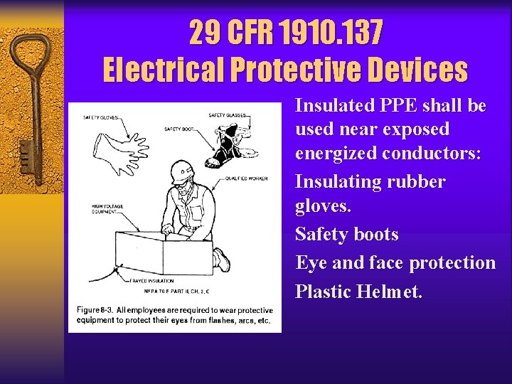 29 CFR 1910. 137 Electrical Protective Devices Insulated PPE shall be used near exposed