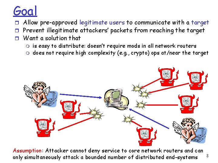 Goal r Allow pre-approved legitimate users to communicate with a target r Prevent illegitimate