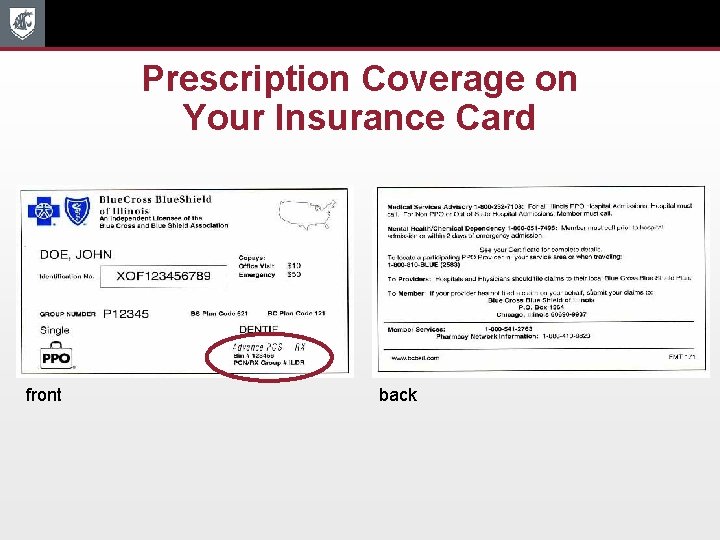 Prescription Coverage on Your Insurance Card front back 