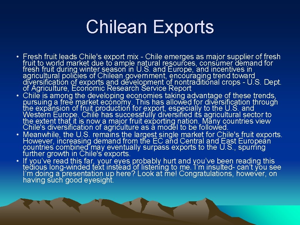 Chilean Exports • Fresh fruit leads Chile's export mix - Chile emerges as major Chilean Exports • Fresh fruit leads Chile's export mix - Chile emerges as major