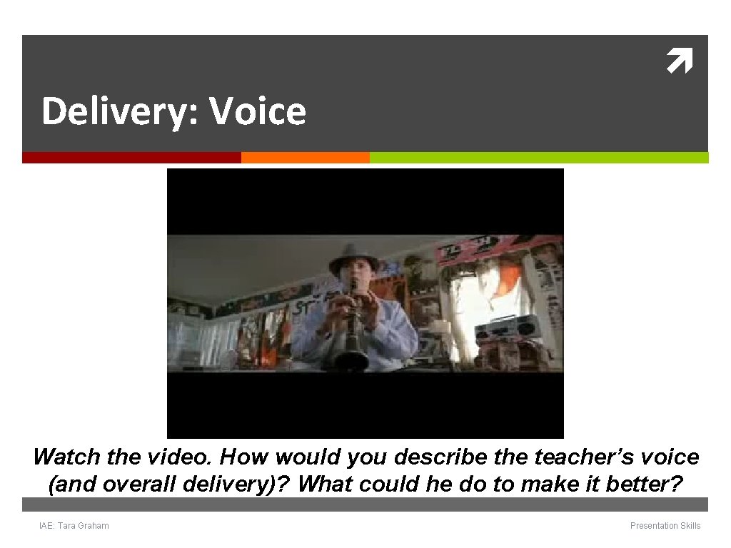 Delivery: Voice Watch the video. How would you describe the teacher’s voice (and Delivery: Voice Watch the video. How would you describe the teacher’s voice (and