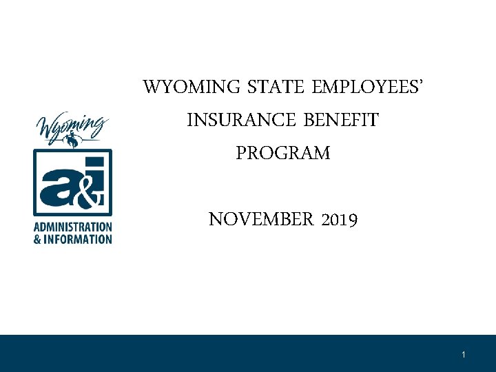 WYOMING STATE EMPLOYEES’ INSURANCE BENEFIT PROGRAM NOVEMBER 2019 1 