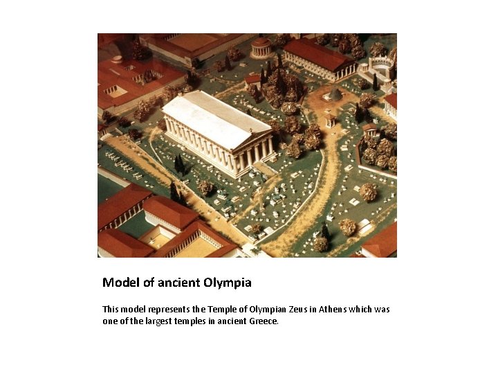 Model of ancient Olympia This model represents the Temple of Olympian Zeus in Athens