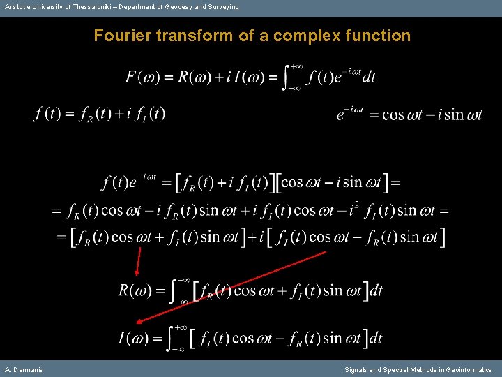 Aristotle University of Thessaloniki – Department of Geodesy and Surveying Fourier transform of a