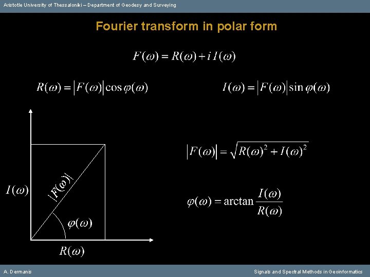 Aristotle University of Thessaloniki – Department of Geodesy and Surveying |F (ω )| Fourier