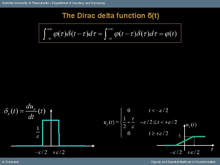 Aristotle University of Thessaloniki – Department of Geodesy and Surveying The Dirac delta function