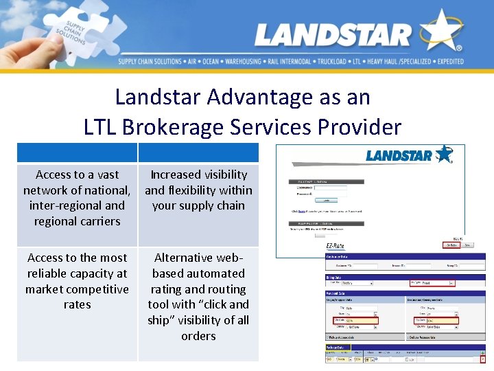 Landstar Advantage as an LTL Brokerage Services Provider Access to a vast network of