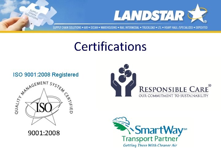Certifications ISO 9001: 2008 Registered 9001: 2008 