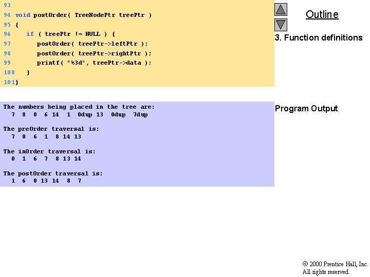 93 94 void post. Order( Tree. Node. Ptr tree. Ptr ) Outline 95 {