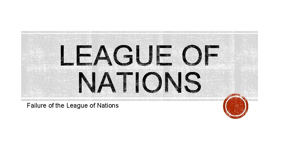 Failure of the League of Nations 