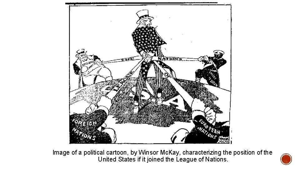 Image of a political cartoon, by Winsor Mc. Kay, characterizing the position of the