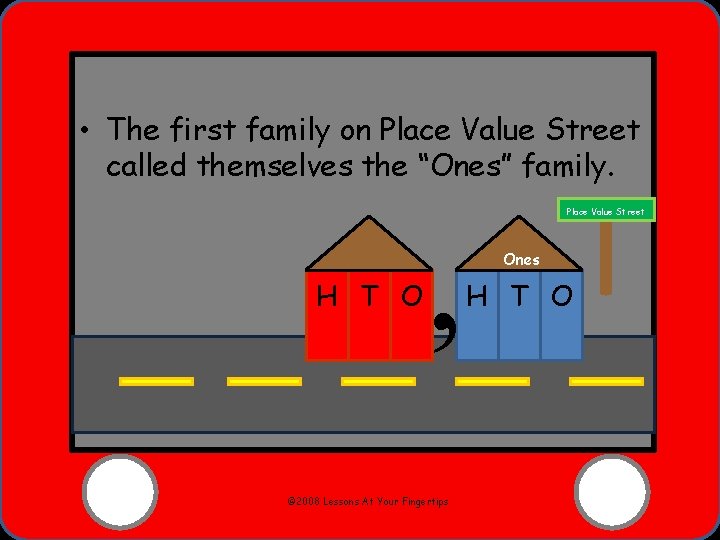  • The first family on Place Value Street called themselves the “Ones” family.