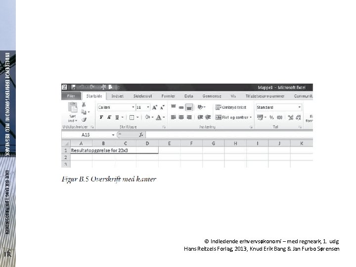 © Indledende erhvervsøkonomi – med regneark, 1. udg. Hans Reitzels Forlag, 2013, Knud Erik