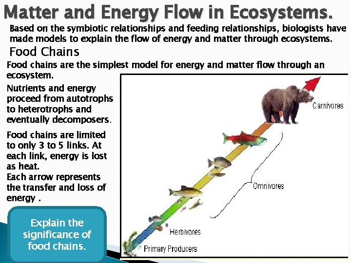 Matter and Energy Flow in Ecosystems. Based on the symbiotic relationships and feeding relationships,