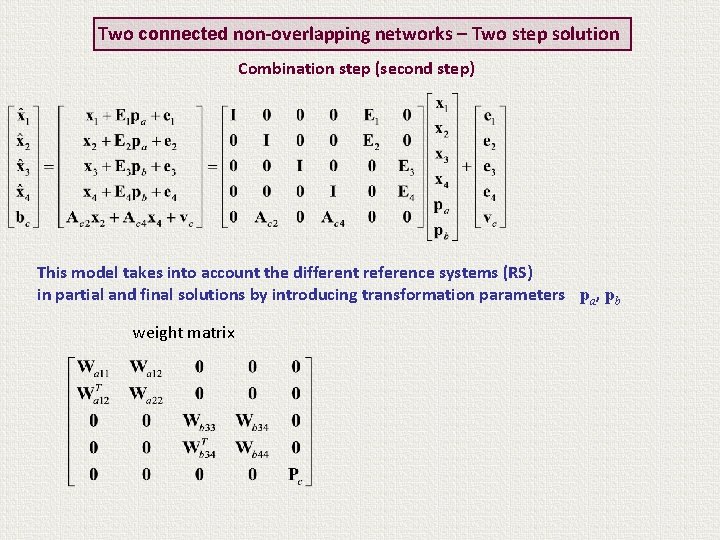 Two connected non-overlapping networks – Two step solution Combination step (second step) This model
