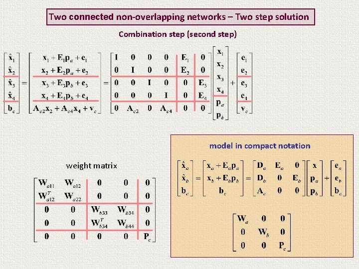 Two connected non-overlapping networks – Two step solution Combination step (second step) model in